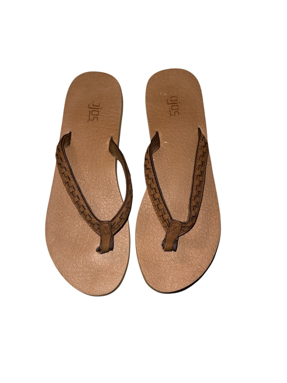 Flojos Women's Brown Braided Strap Flip Flops